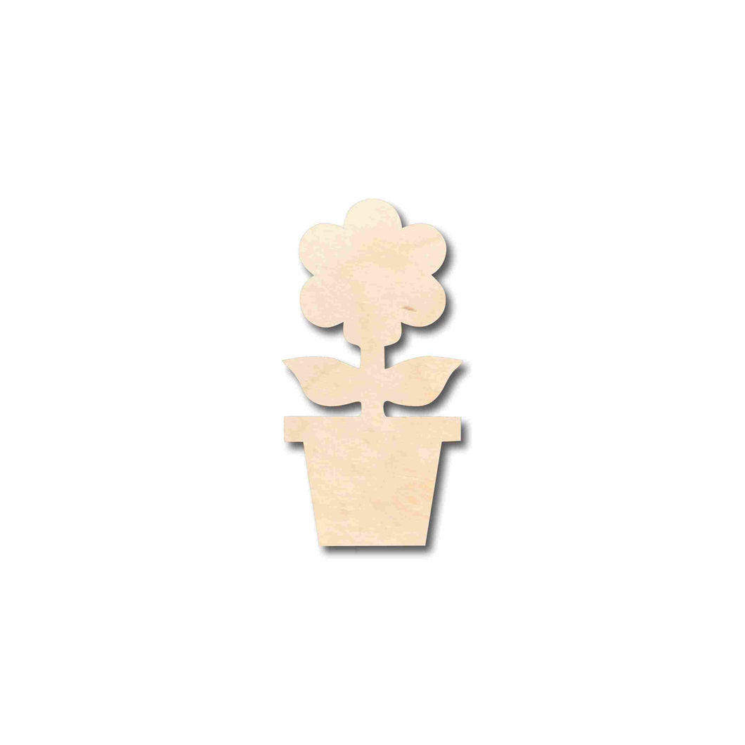 Unfinished Wood Flower in Pot Silhouette - Craft- up to 24