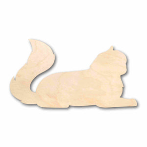 Unfinished Wood Fluffy Cat Silhouette - Craft- up to 24" DIY
