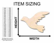 Load image into Gallery viewer, Unfinished Wood Flying Dove Pigeon Bird Silhouette - Craft- up to 24&quot; DIY
