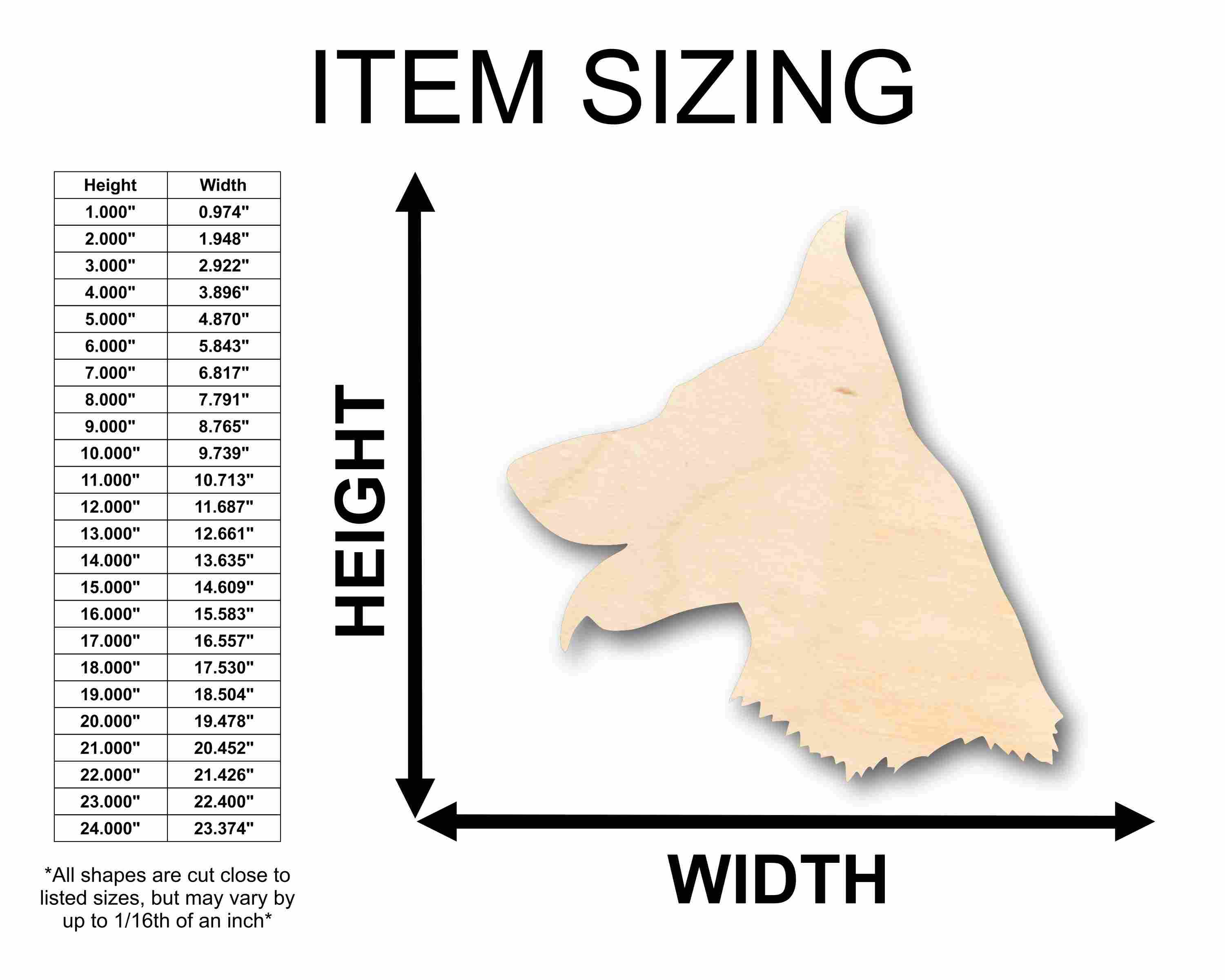Unfinished Wood German Shepard Dog Silhouette - Craft- up to 24