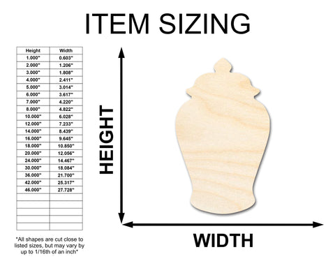 Unfinished Wood Ginger Jar Silhouette - Craft - up to 36" DIY
