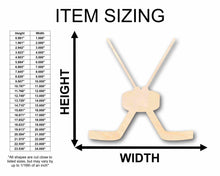 Load image into Gallery viewer, Unfinished Wood Goalie Hockey Sticks Pair with Puck Silhouette - Craft- up to 24&quot; DIY
