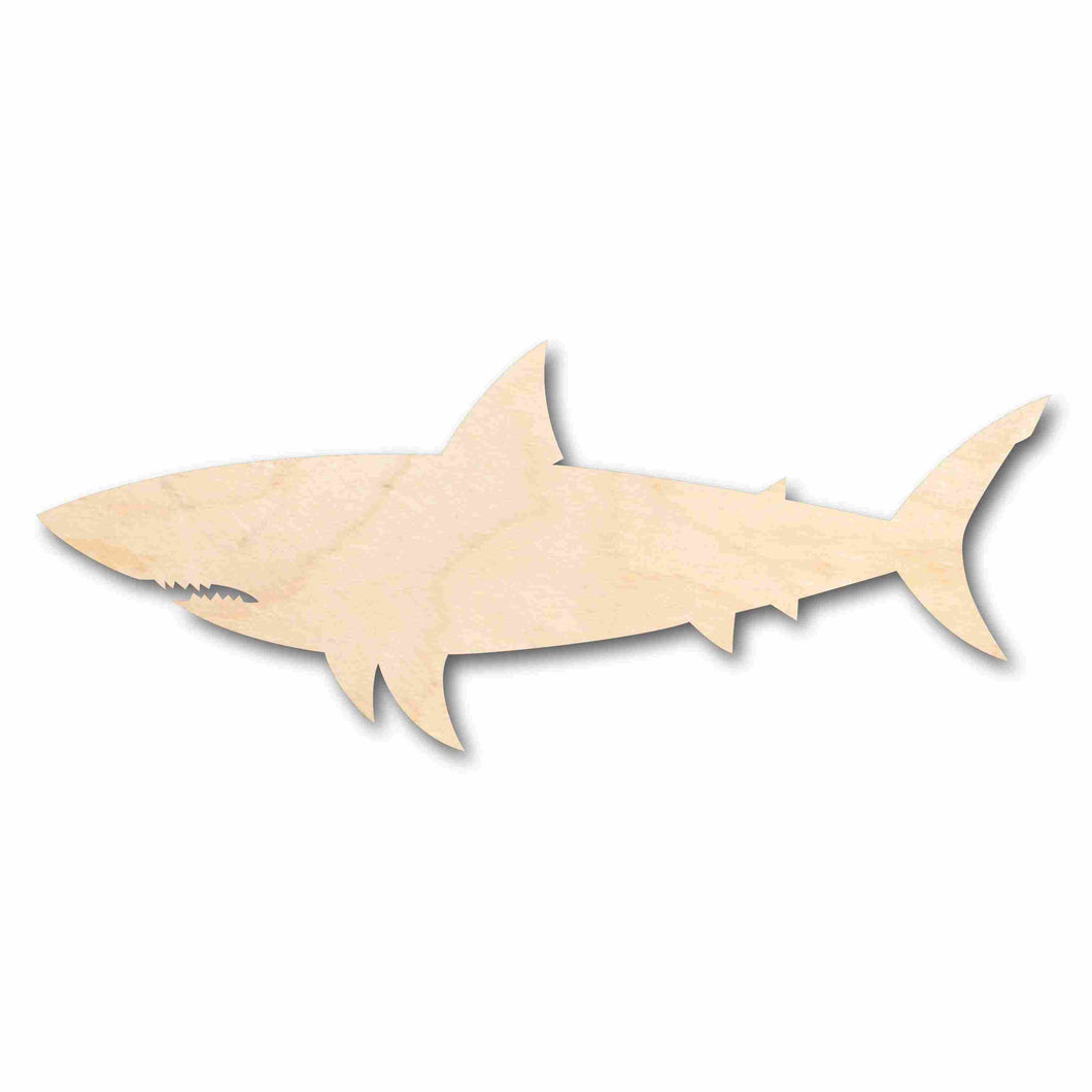 Unfinished Wood Great White Shark Silhouette - Craft- up to 24
