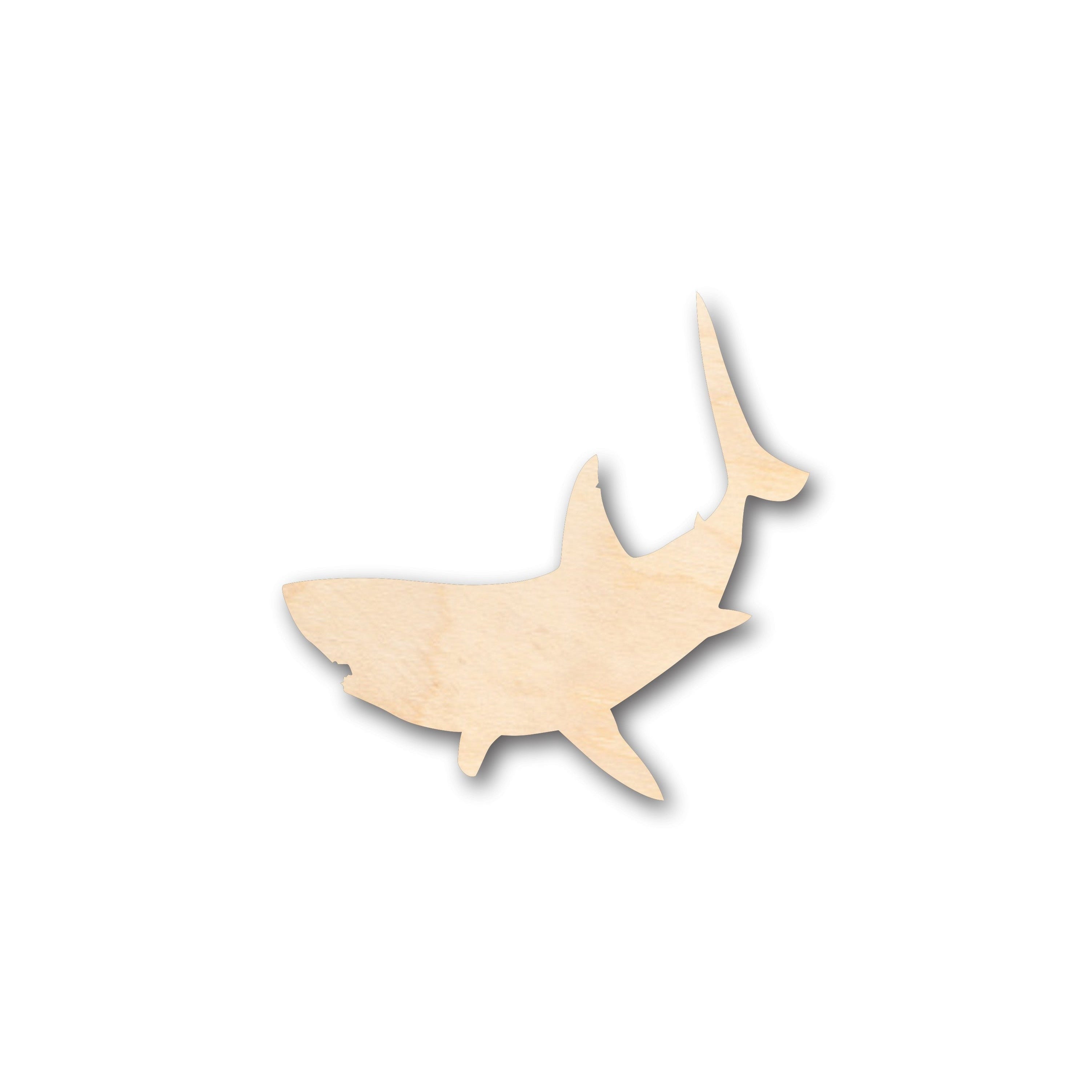 Unfinished Wood Great White Shark Shape - Craft - up to 36