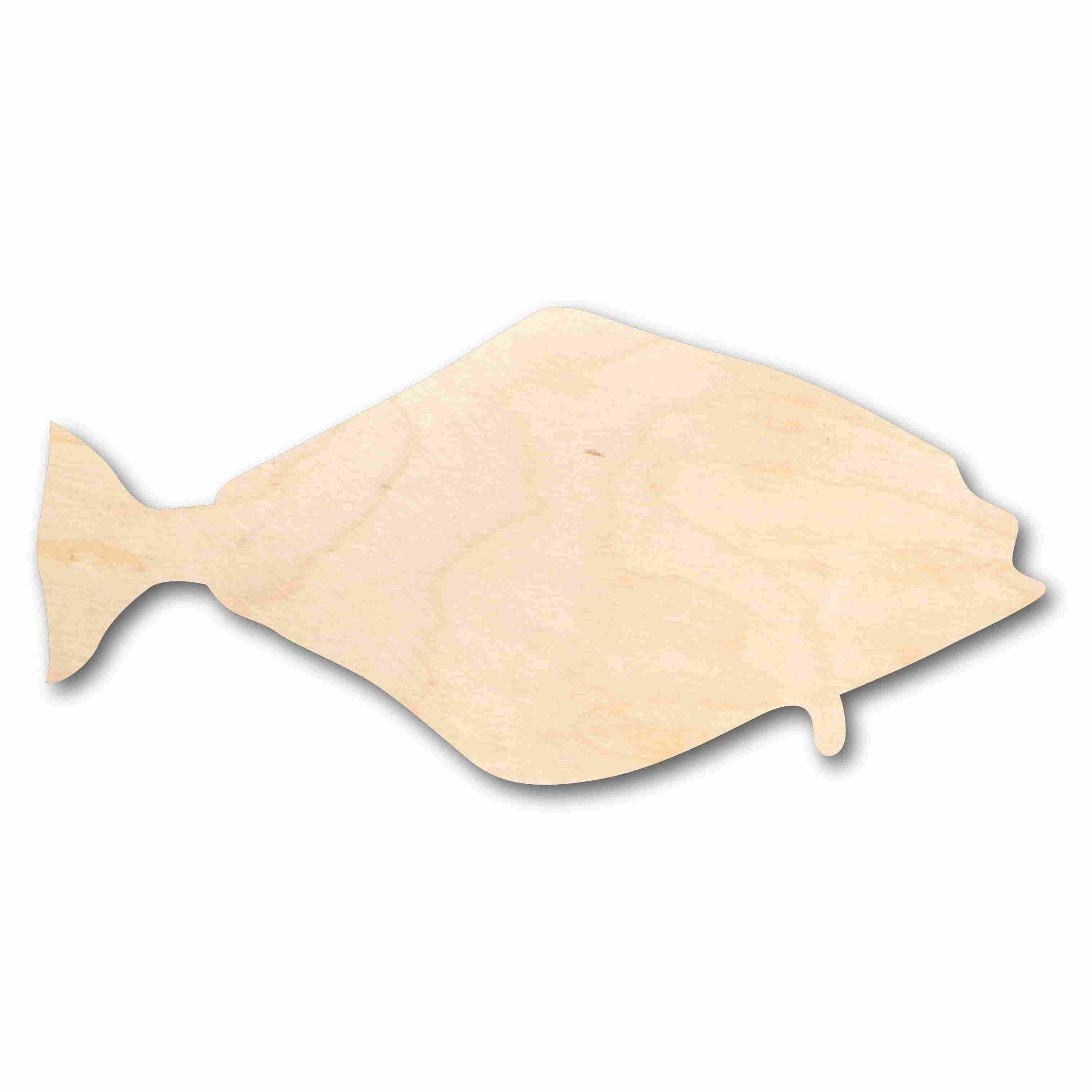 Unfinished Wood Halibut Fish Silhouette - Craft- up to 24