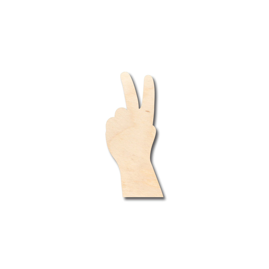 Unfinished Wood Hand Peace Symbol Shape - Craft - up to 36