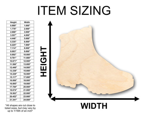 Unfinished Wood Hiking Boots Shape - Craft - up to 36" DIY