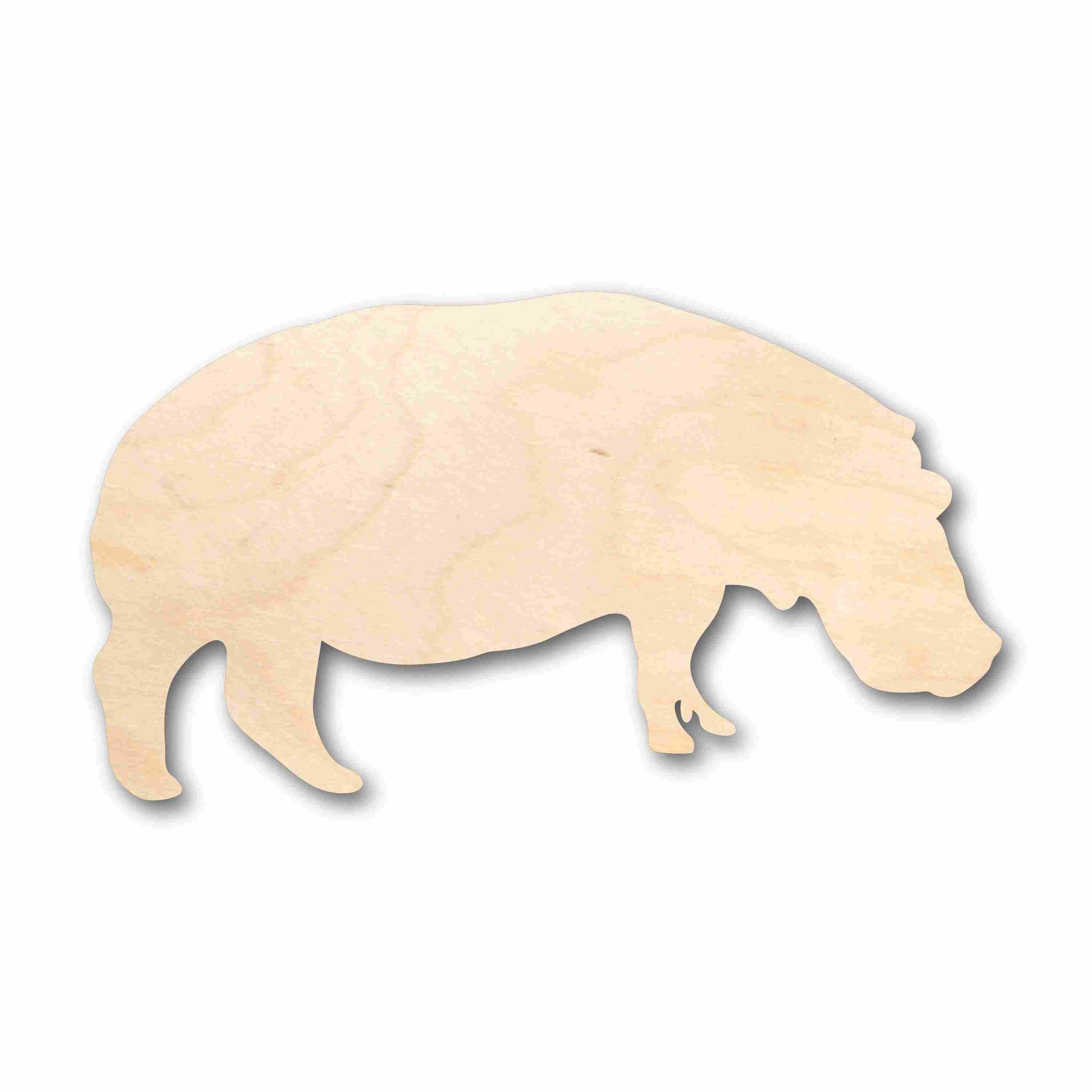 Unfinished Wood Hippopotamus Hippo Silhouette - Craft- up to 24
