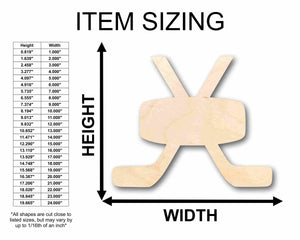 Unfinished Wood Hockey Sticks Pair with Puck Silhouette - Craft- up to 24" DIY