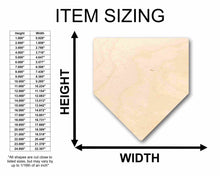 Load image into Gallery viewer, Unfinished Wood Home Plate Baseball Softball Diamond Base Silhouette - Craft- up to 24&quot; DIY
