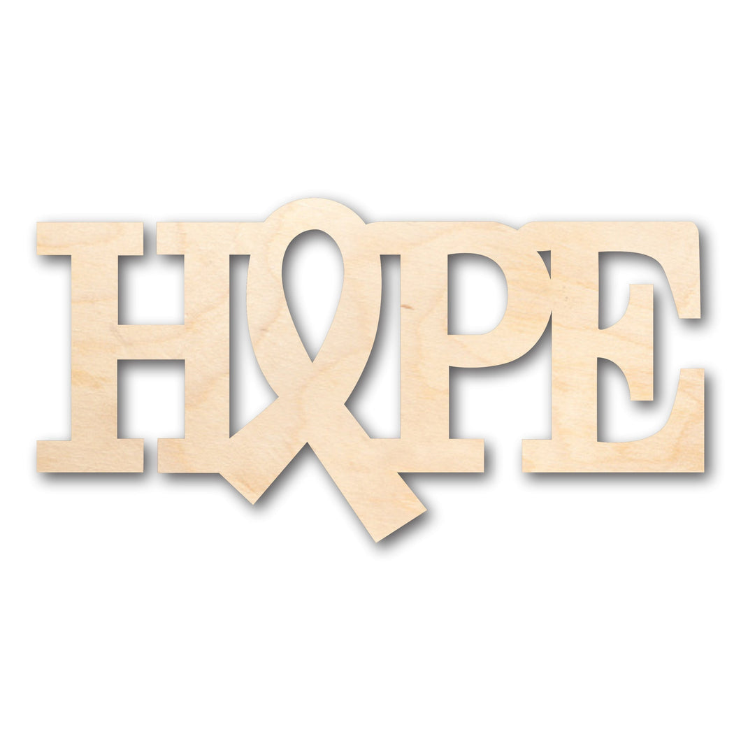 Unfinished Wood Hope Ribbon Script Shape - Craft - up to 36