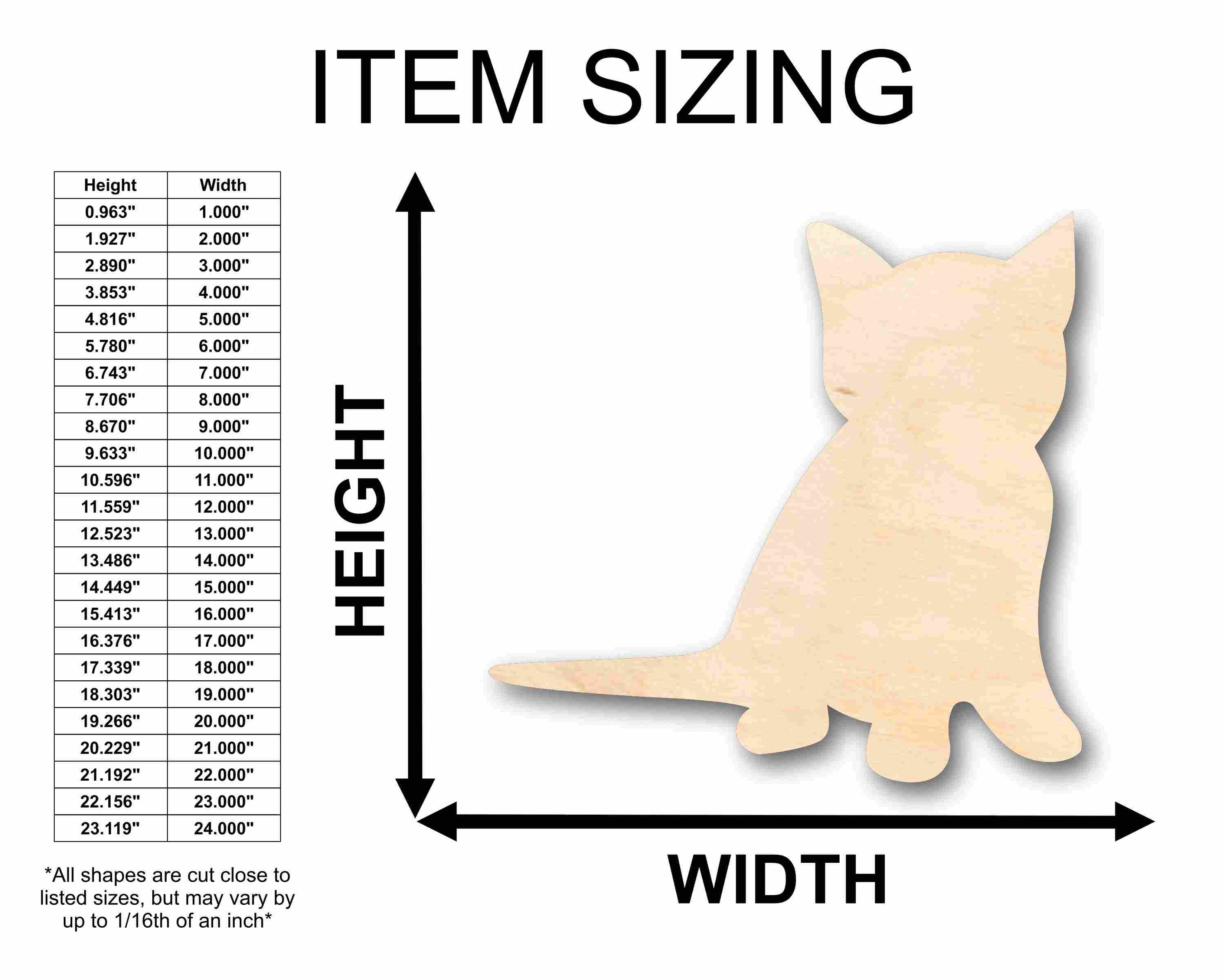 Unfinished Wood Kitten Silhouette - Craft- up to 24