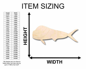 Unfinished Wood Mahi Fish Silhouette - Craft- up to 24" DIY