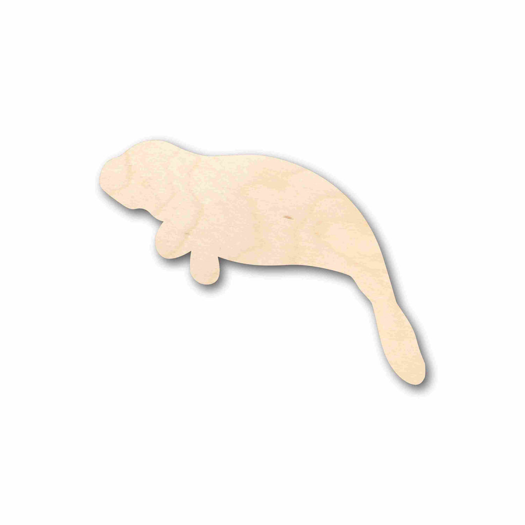 Unfinished Wood Manatee Calf Sea Cow Silhouette - Craft- up to 24