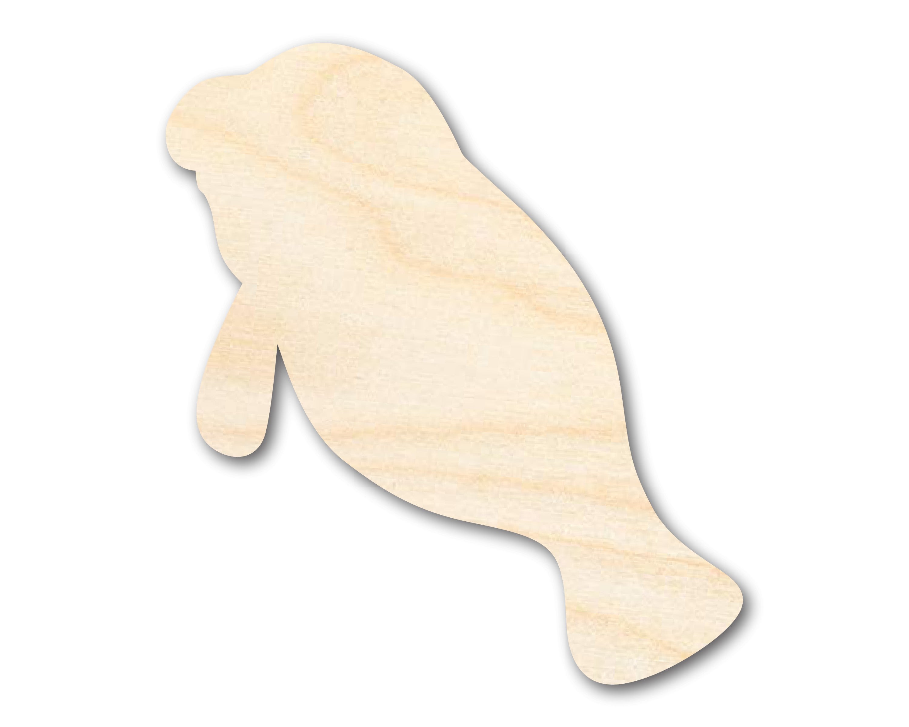 Unfinished Wood Cute Manatee Shape - Ocean Craft - up to 36