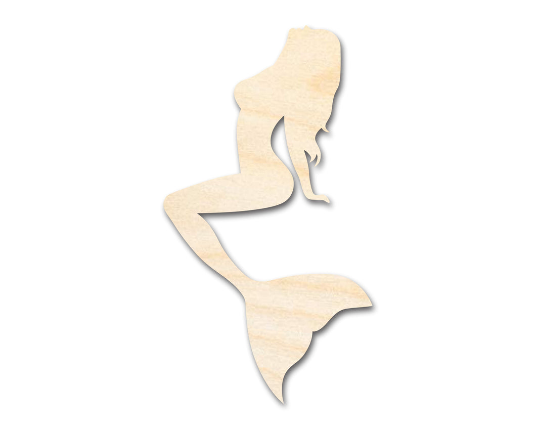 Unfinished Wood Mermaid Siren Silhouette - Craft - up to 36