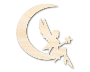 Unfinished Wood Moon Fairy Silhouette - Craft - up to 36" DIY