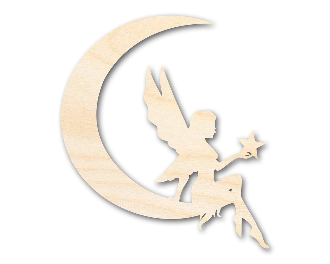 Unfinished Wood Moon Fairy Silhouette - Craft - up to 36
