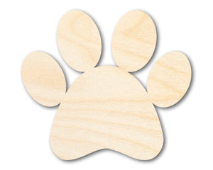 Unfinished Wood Paw Print Shape - Pet Craft - up to 36"