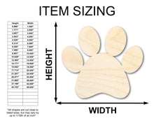 Load image into Gallery viewer, Unfinished Wood Paw Print Shape - Pet Craft - up to 36&quot;

