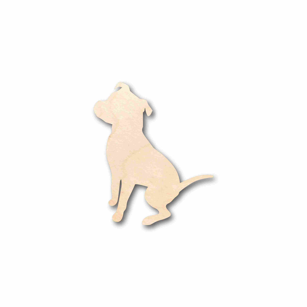 Unfinished Wood Pitbull Dog Silhouette - Craft- up to 24
