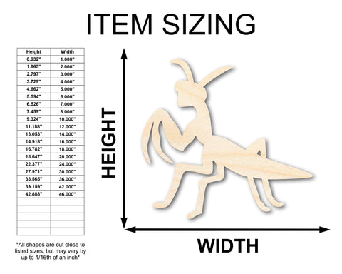 Unfinished Wood Praying Mantis Silhouette - Craft - up to 46" DIY