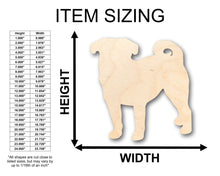Load image into Gallery viewer, Unfinished Wood Pug Dog Shape - Craft - up to 36&quot; DIY
