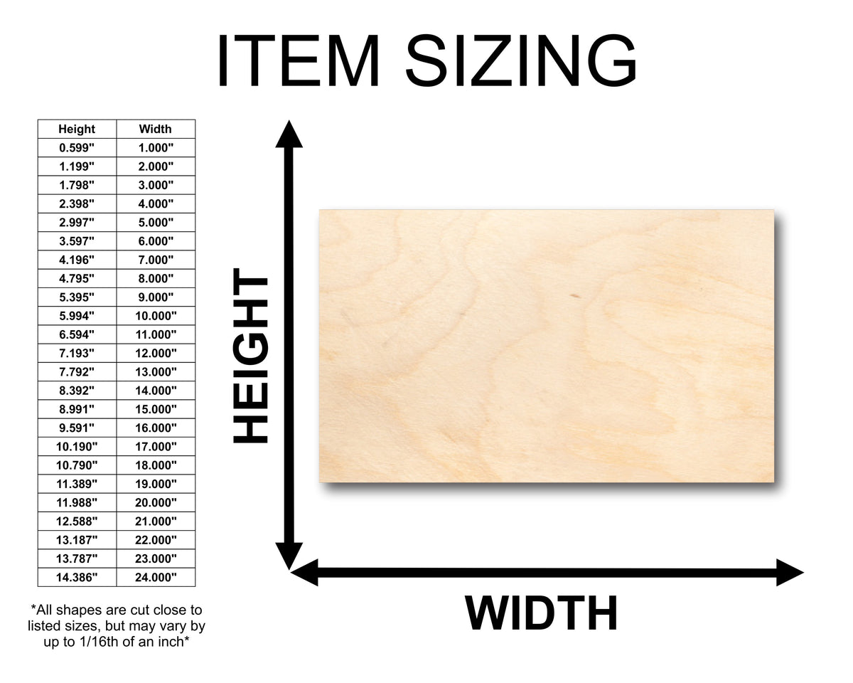 Unfinished Wood Rectangle Shape - Craft - up to 46