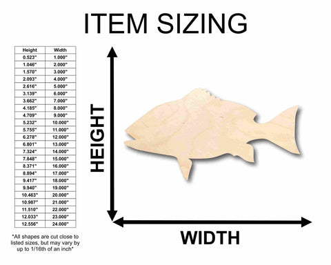 Unfinished Wood Red Snapper Fish Silhouette - Craft- up to 24" DIY