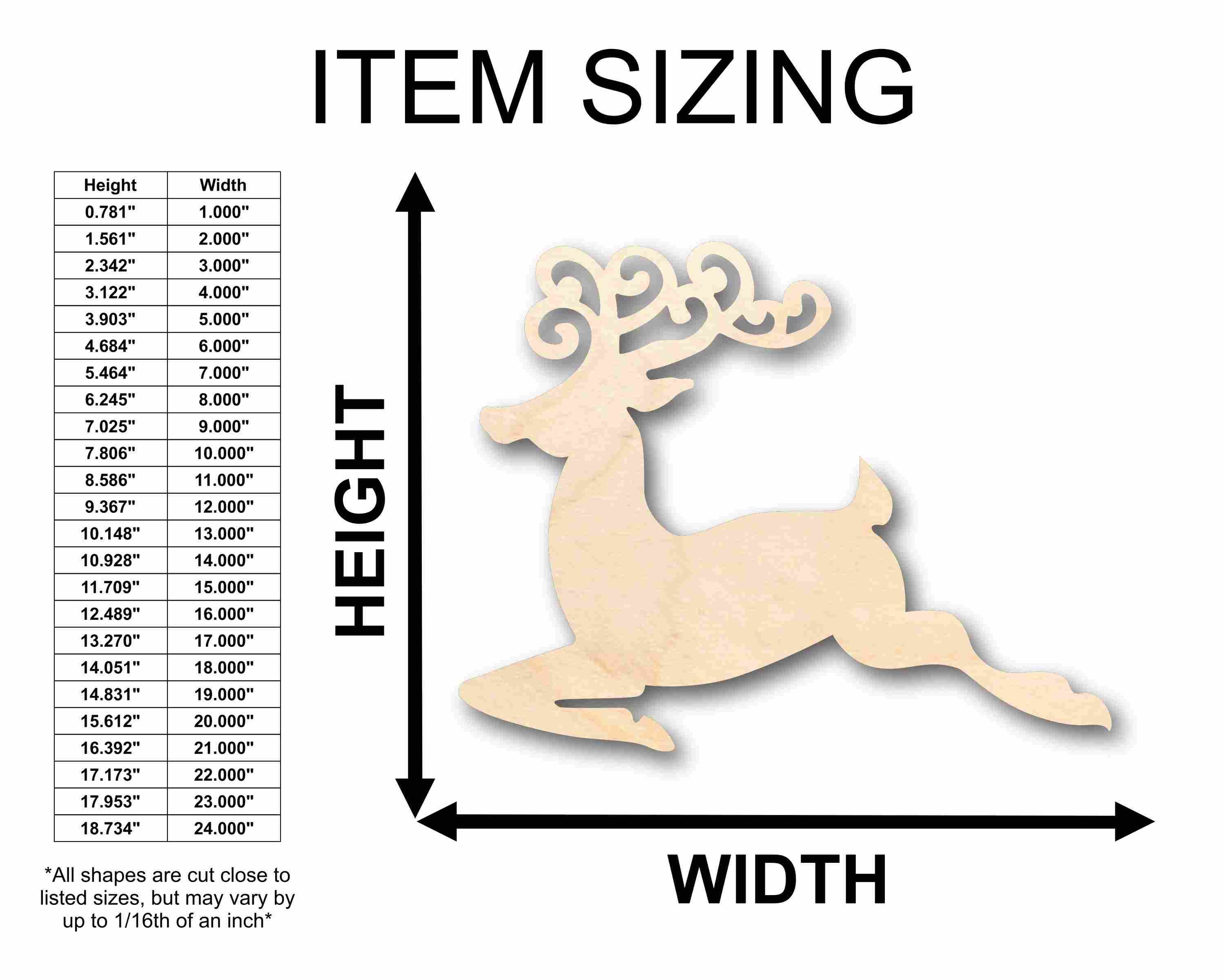 Unfinished Wood Reindeer Silhouette - Craft- up to 24