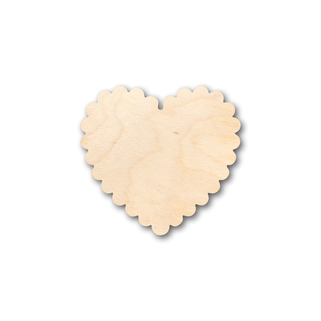 Unfinished Wood Scalloped Heart Shape - Craft - up to 36