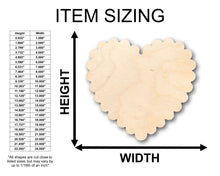 Load image into Gallery viewer, Unfinished Wood Scalloped Heart Shape - Craft - up to 36&quot; DIY
