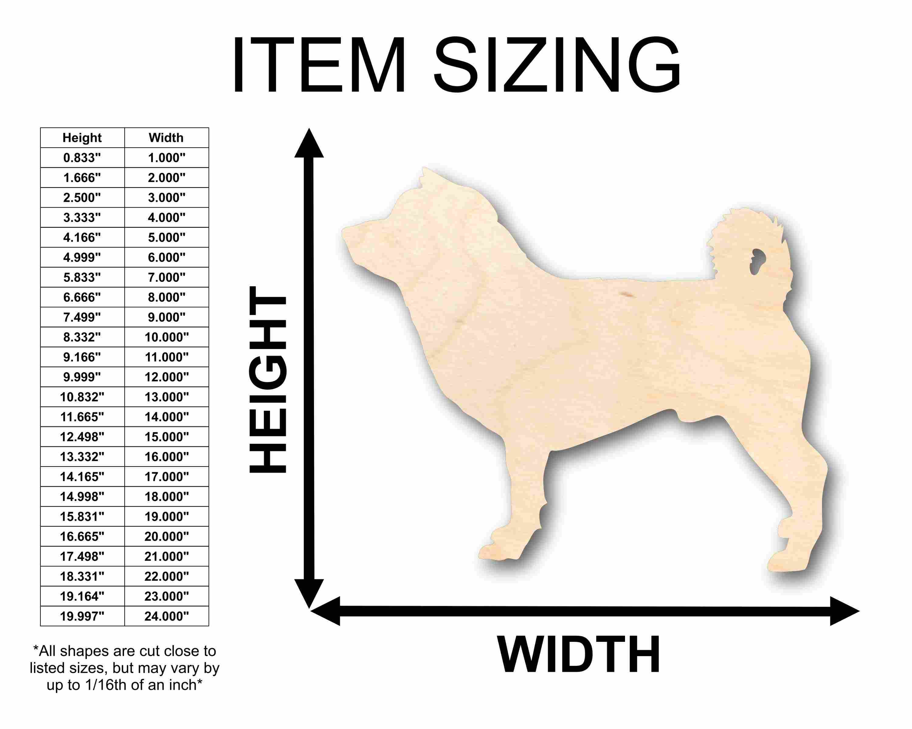 Unfinished Wood Shiba Inu Dog Silhouette - Craft- up to 24