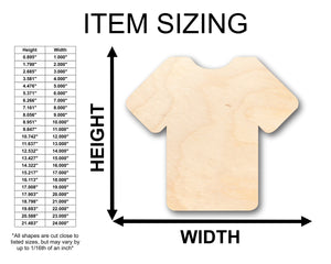 Unfinished Wood Shirt T Shirt Jersey Shape - Craft - up to 36" DIY