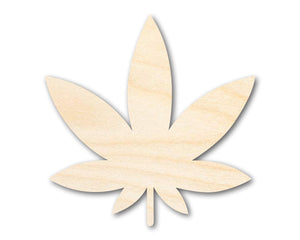 Unfinished Wood Simple Marijuana Leaf Shape - Craft - up to 36" DIY