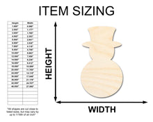 Load image into Gallery viewer, Unfinished Wood Tophat Snowman Shape - Craft - up to 36&quot; DIY
