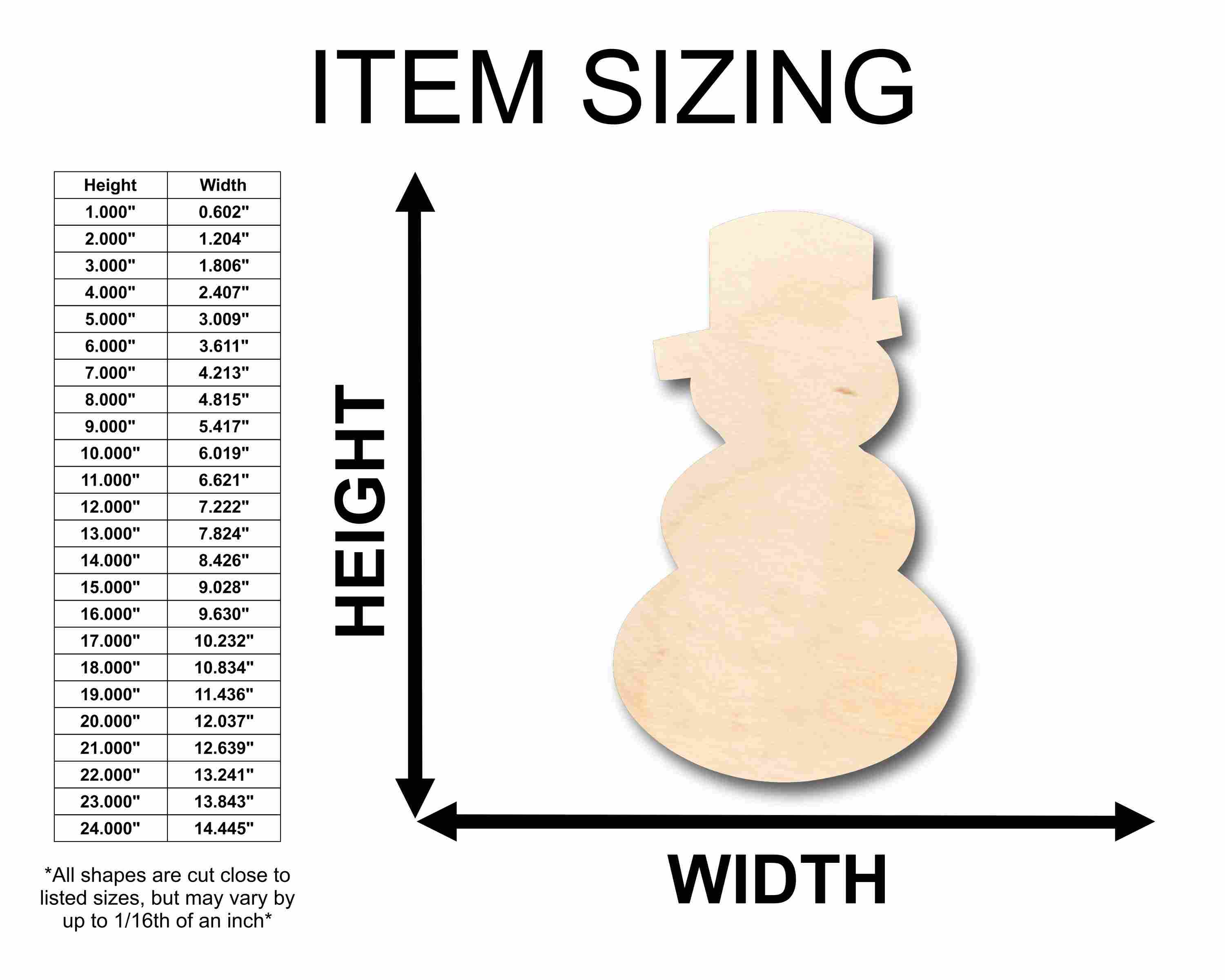 Unfinished Wood Snowman Silhouette - Craft- up to 24