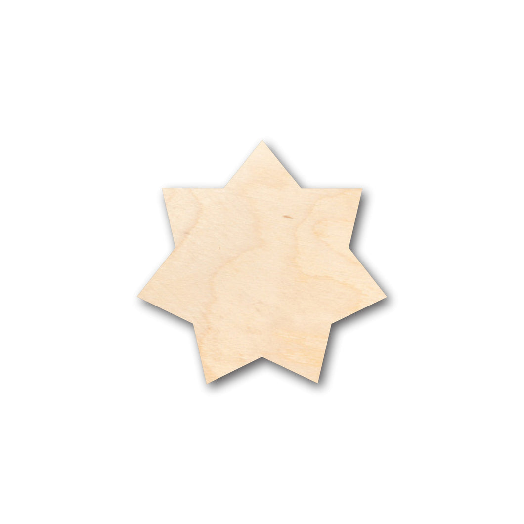 Unfinished Wood Star 7 Point Flower Shape - Craft - up to 36