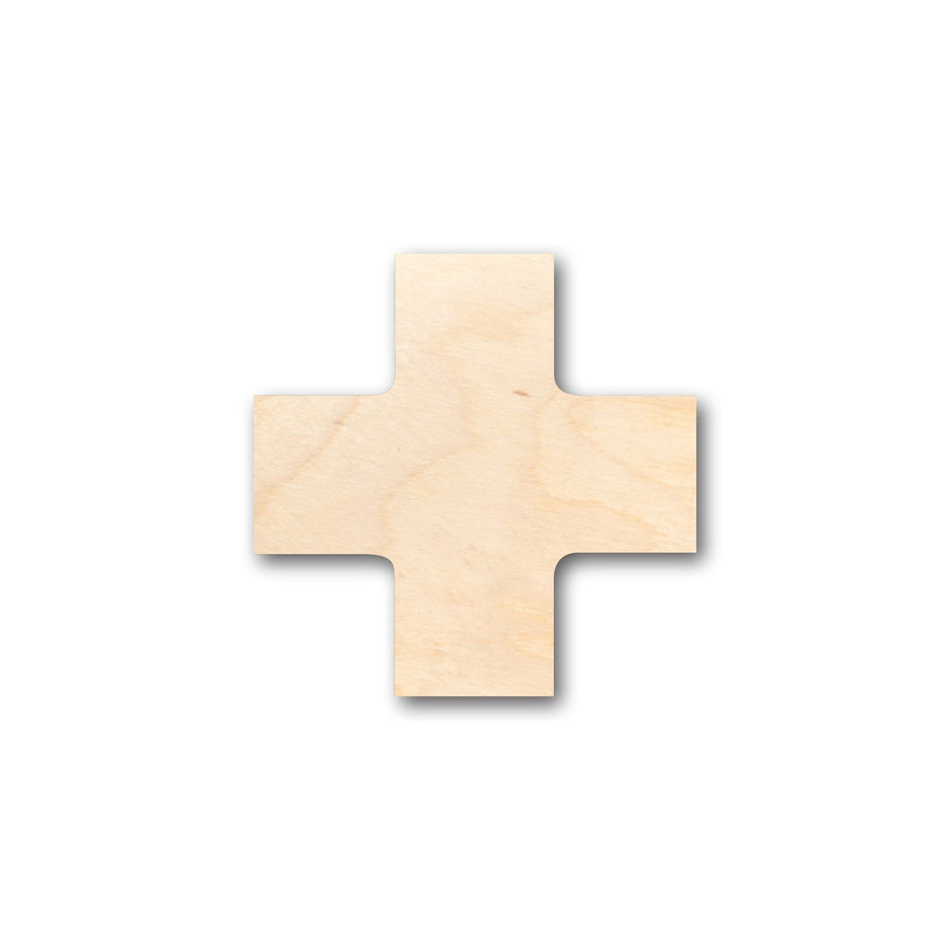 Unfinished Wood Swiss Cross Shape - Craft - up to 36