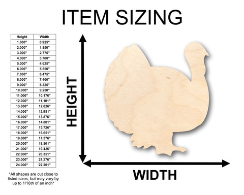 Unfinished Wood Turkey Shape - Craft - up to 36" DIY