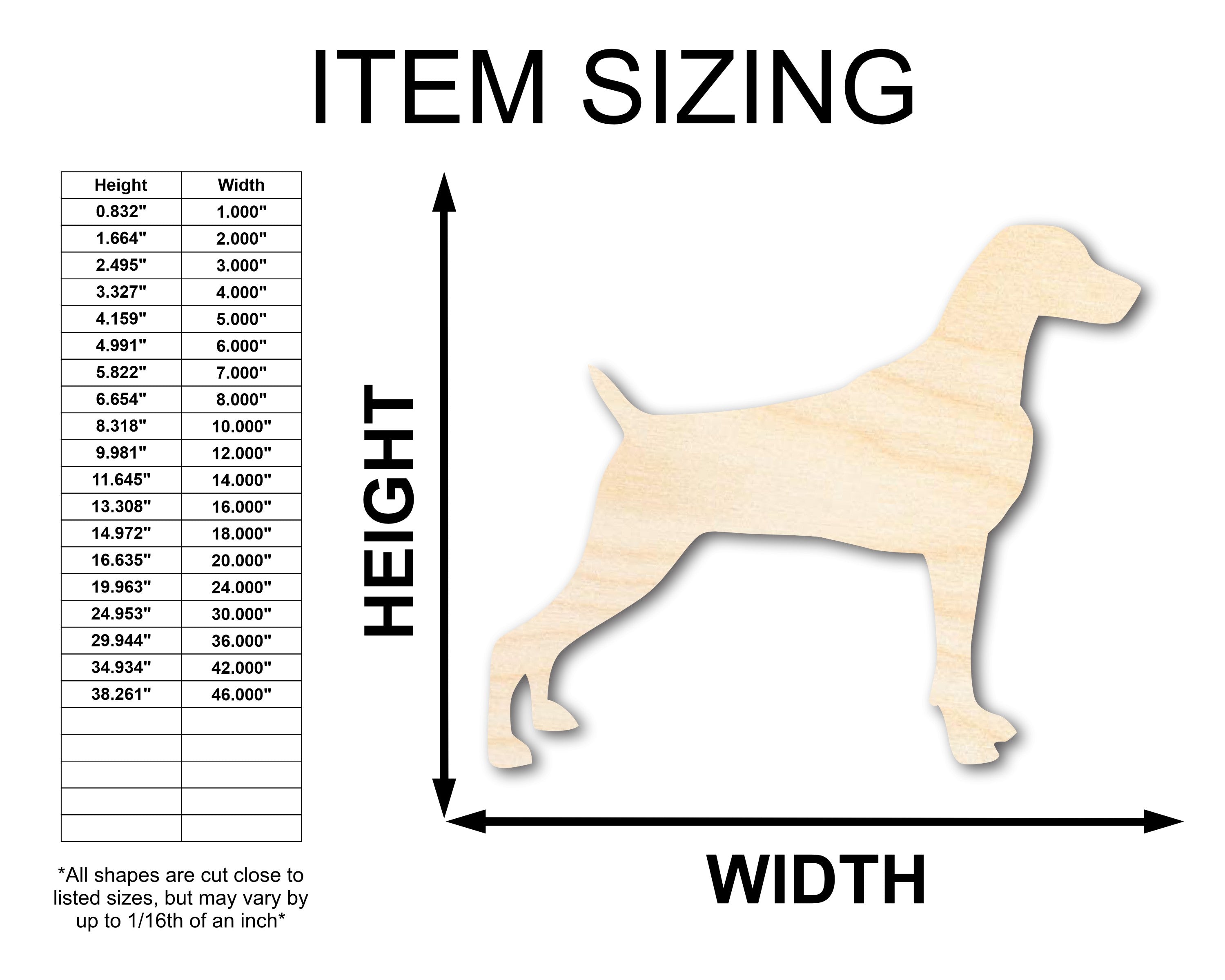 Unfinished Wood Weimaraner Dog Shape - Pet Craft - up to 36