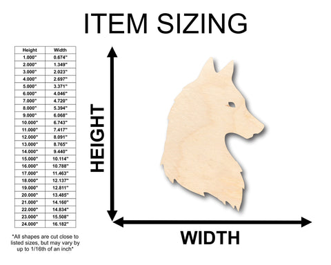 Unfinished Wood Wolf Head Side Silhouette Shape - Craft - up to 36" DIY