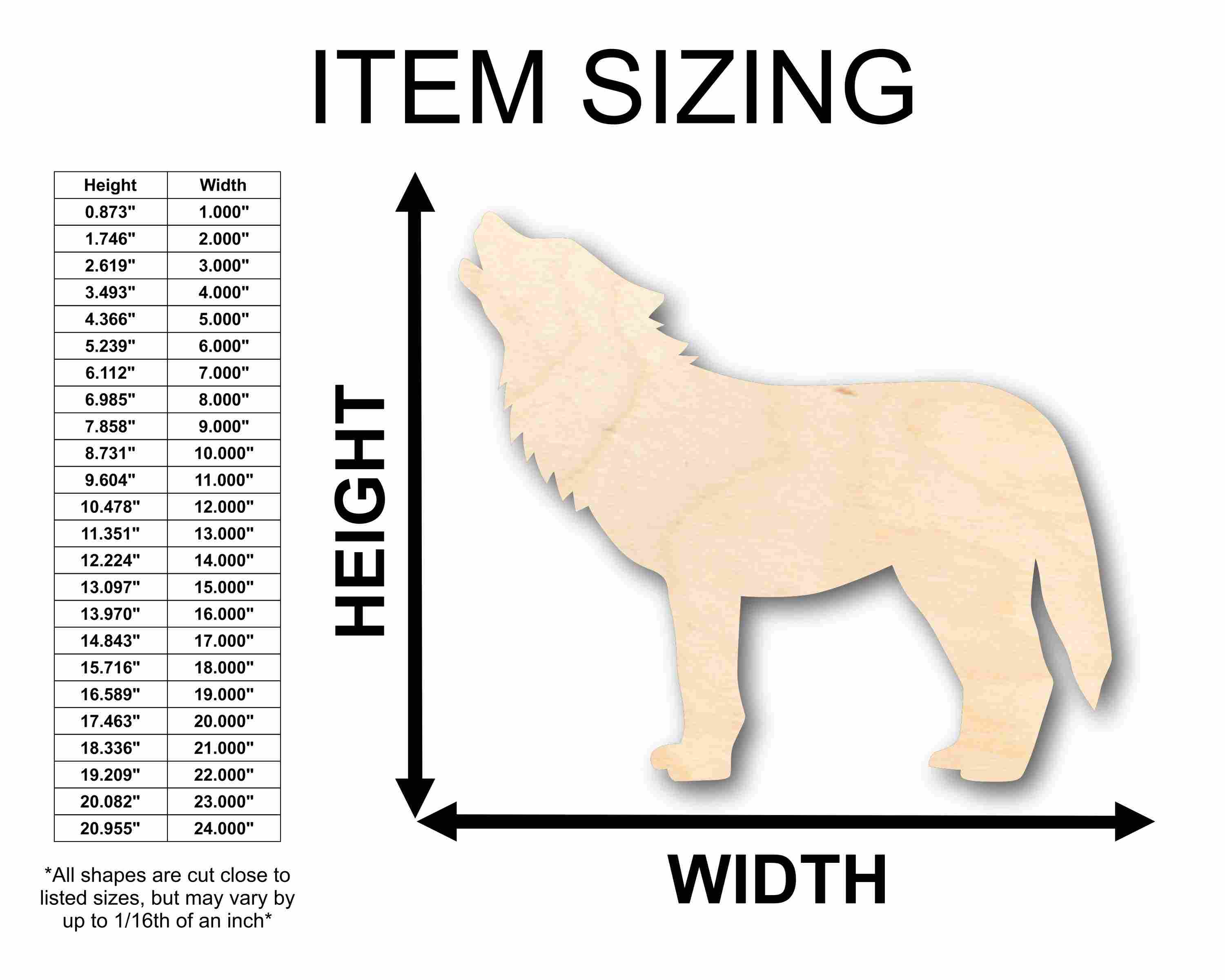 Unfinished Wood Wolf Silhouette - Craft- up to 24
