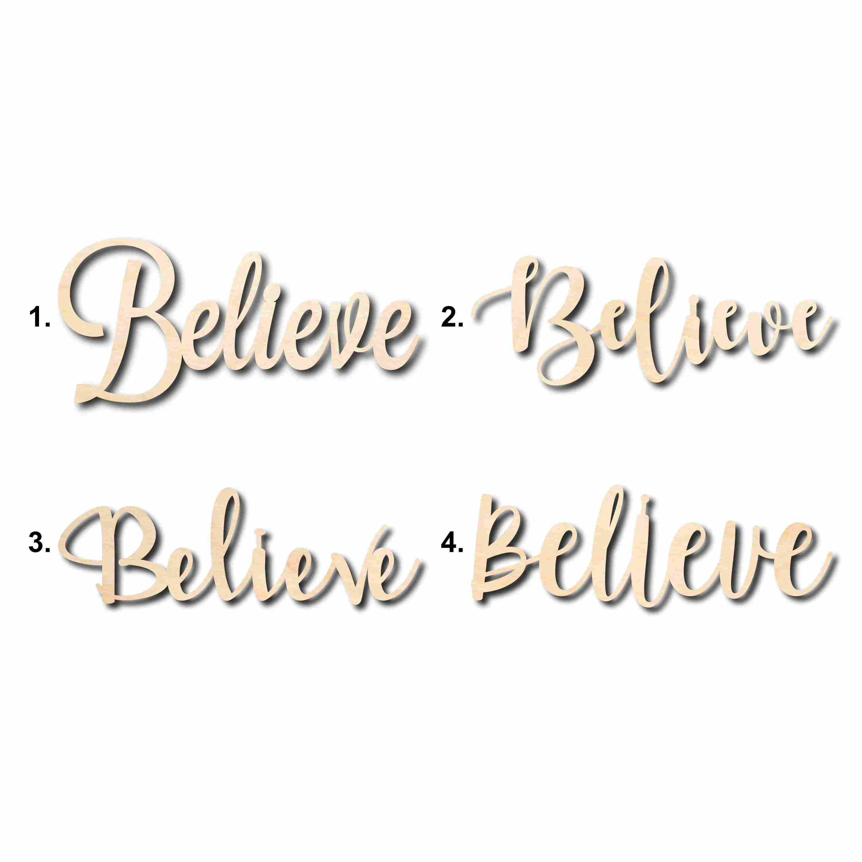 Believe Sign Unfinished Wood Cutout Home Decor DIY