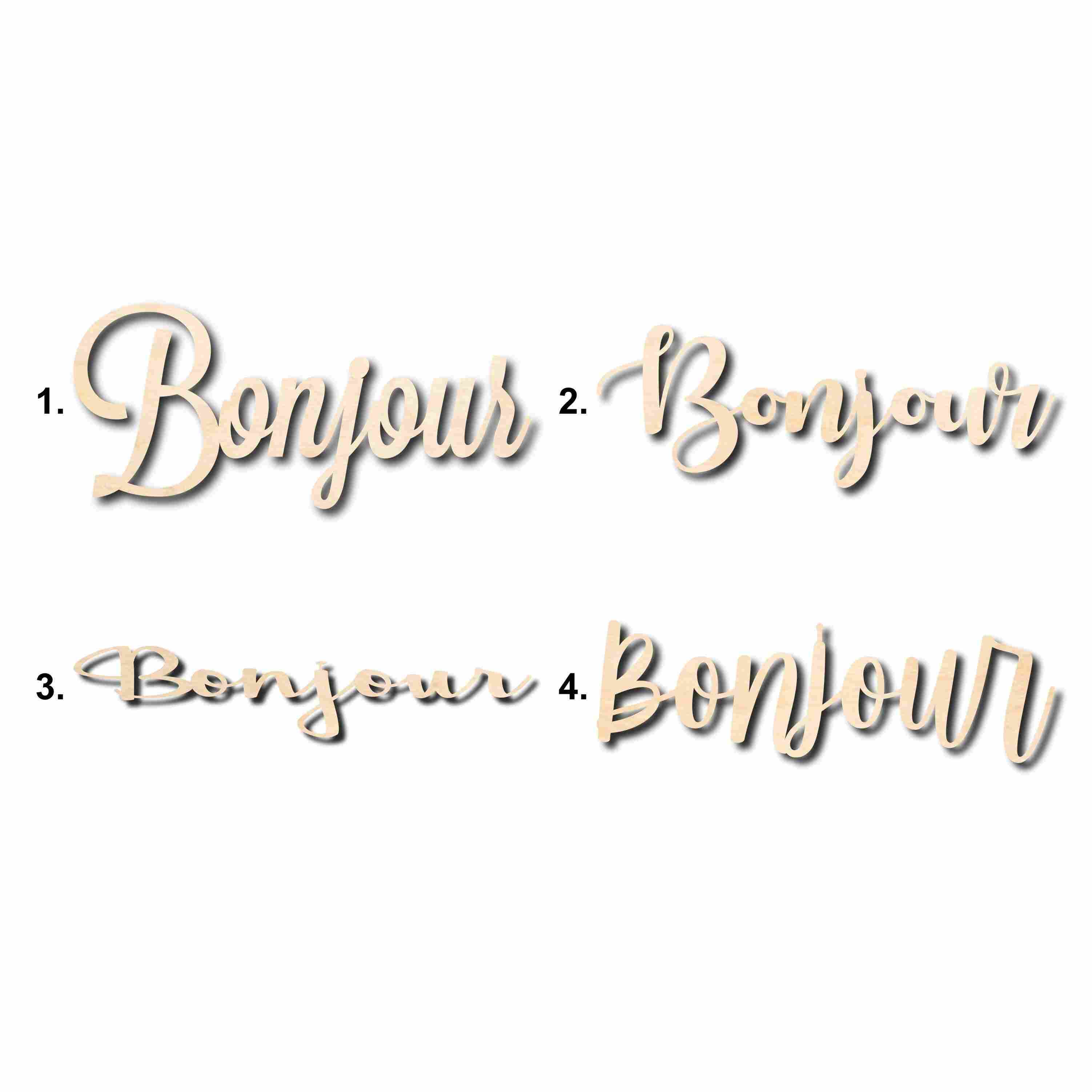 Bonjour Sign Unfinished Wood Cutout Home Decor DIY