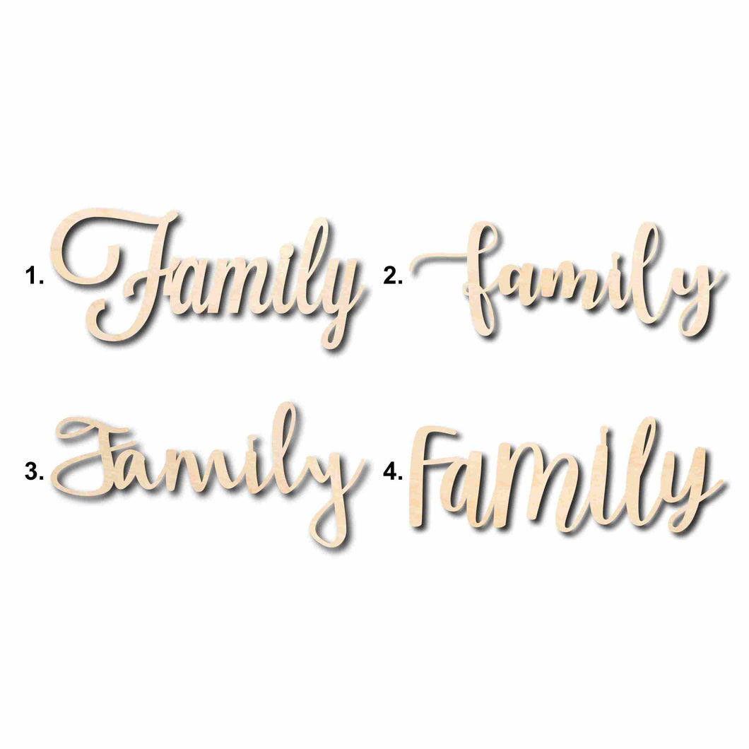 Family Sign Unfinished Wood Cutout Home Decor DIY