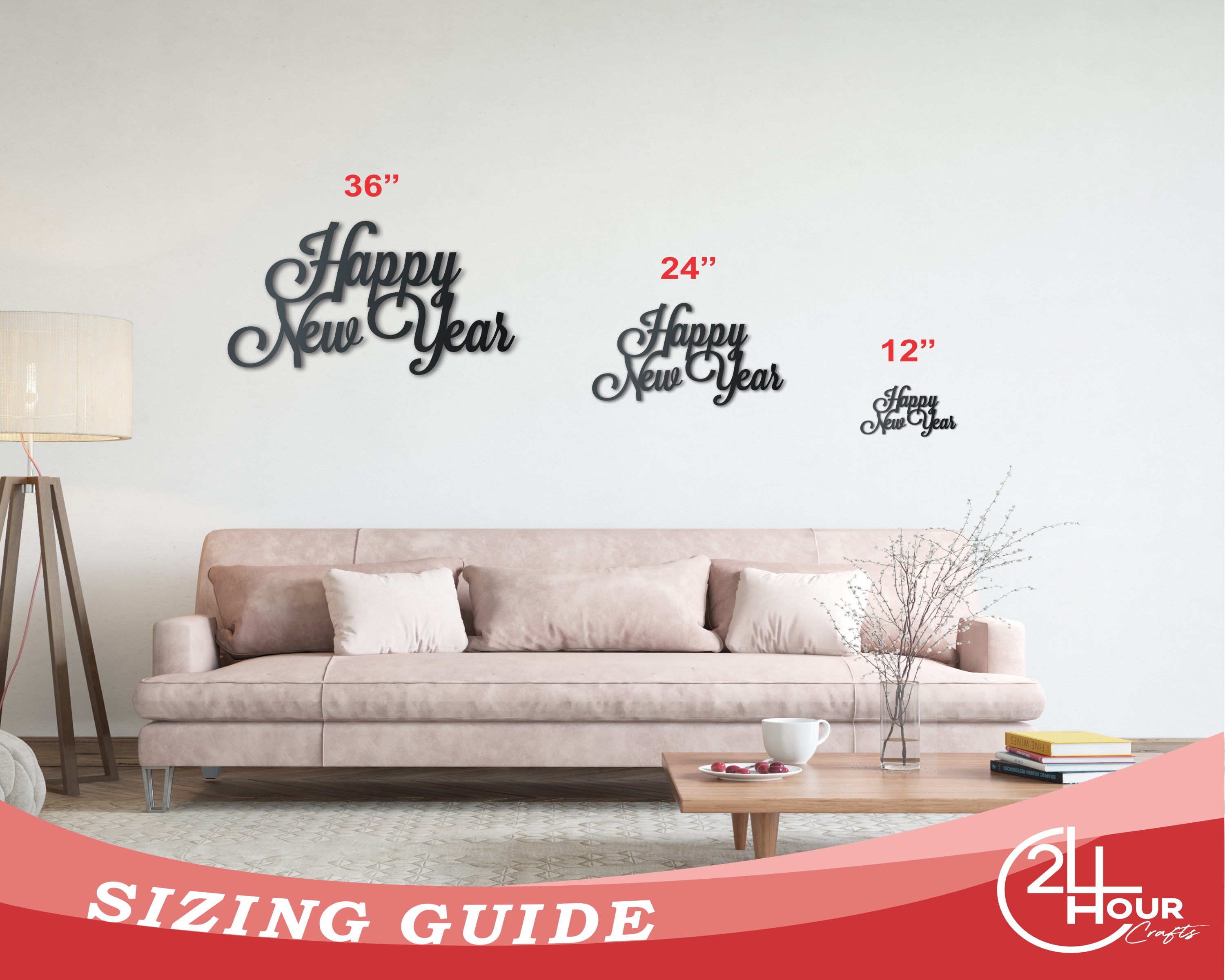 Metal Happy New Years Wall Art - Metal Word Craft - 14 Color Options