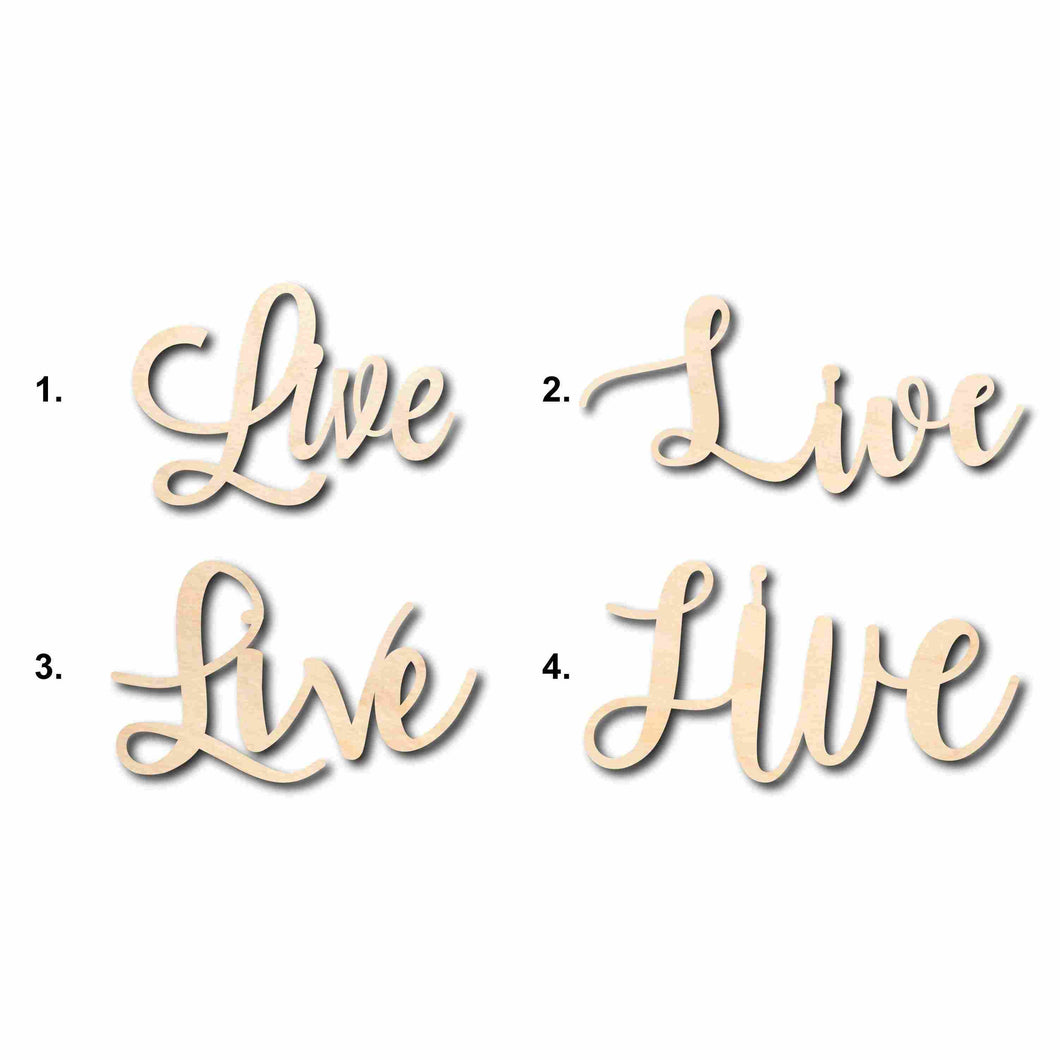 Live Sign Unfinished Wood Cutout Home Decor DIY