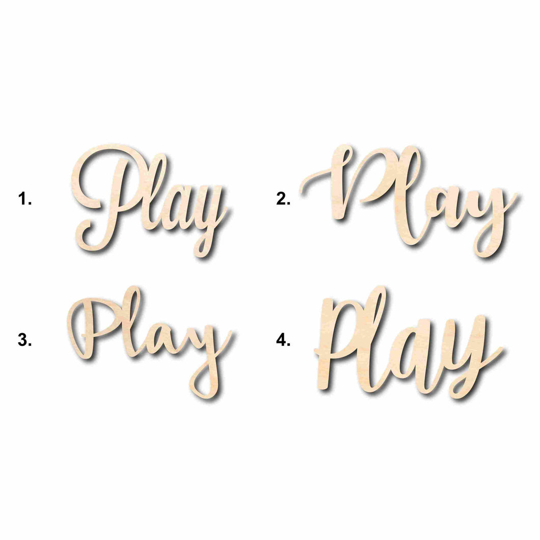 Play Sign Unfinished Wood Cutout Home Decor DIY