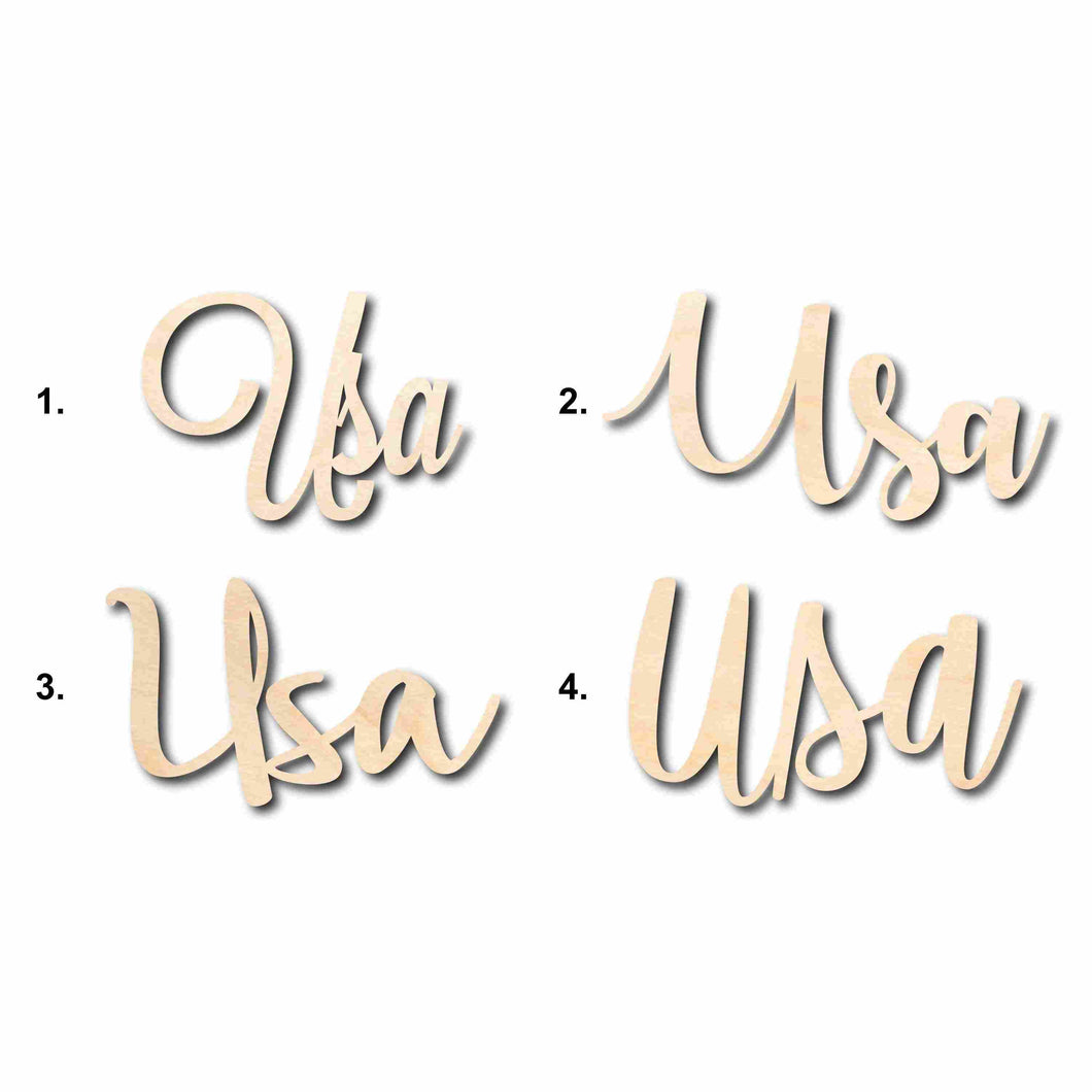 USA Sign Unfinished Wood Cutout Home Decor DIY